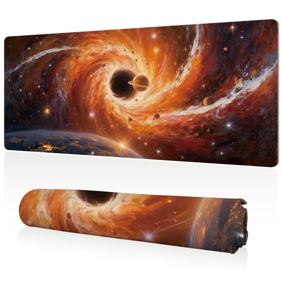 LIVEKEY Mouse Pad Large Size 80x40cm Galaxy Black Hole Space Art Full Desk Coverage Durable Easy Clean Non Slip for Gaming and Office