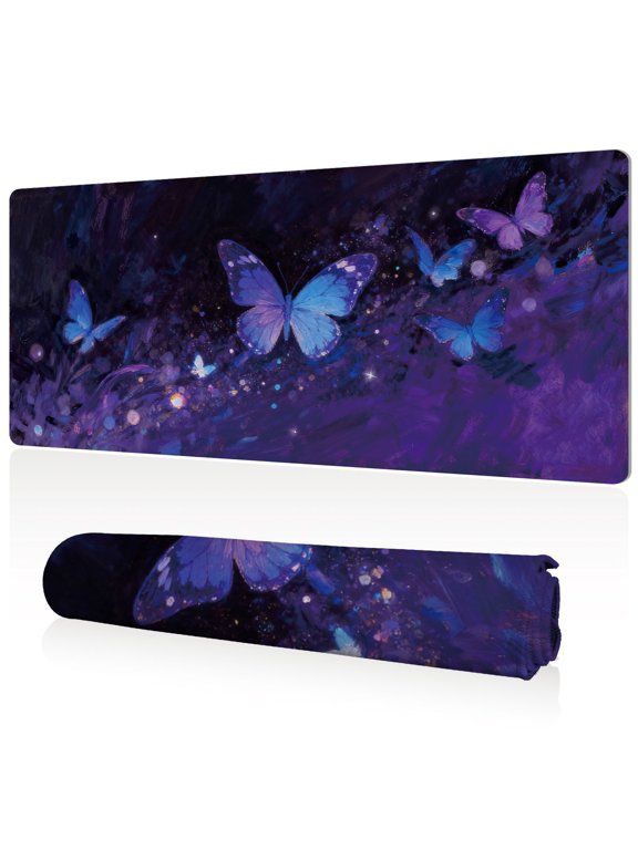 Mouse Pad Ultra Large 80x40cm Full Desk Coverage Glitter Butterfly Art Durable Easy Clean Non Slip Stitched Edge for Gaming Office