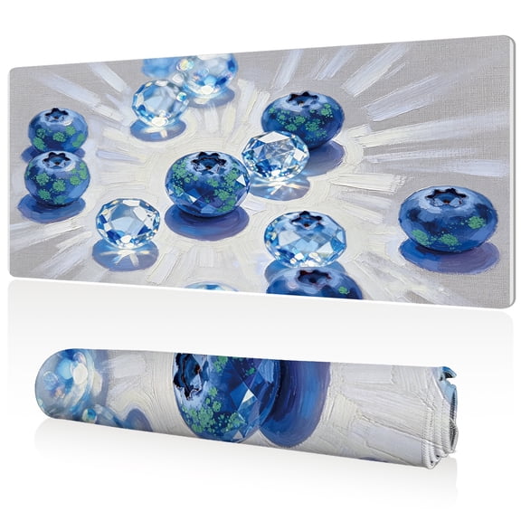 LIVEKEY Mouse Pad Ultra Large 80x40x0.3cm Full Desk Coverage Blueberry Diamond Art Design Non Slip
