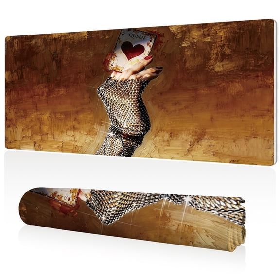LIVEKEY Mouse Pad Ultra Large 80x40x0.3cm Full Desk Coverage with Elegant Gloved Hand and Queen Card Art Design