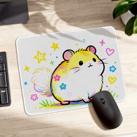 LIVEKEY Mouse Pad Ultra Thick Non Slip Stitched Edge Colorful Cartoon Hamster Star Design for Gaming Office Desk 26x21cm