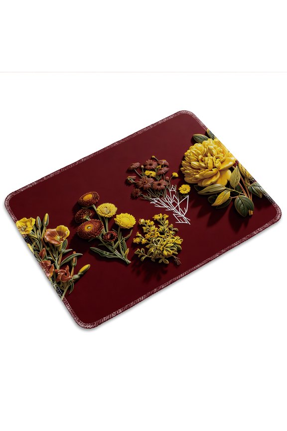 Mousepad Full Coverage Durable Easy Clean Anti Slip Stitched Edges for Gaming Office 26x21x0.2cm Floral Design