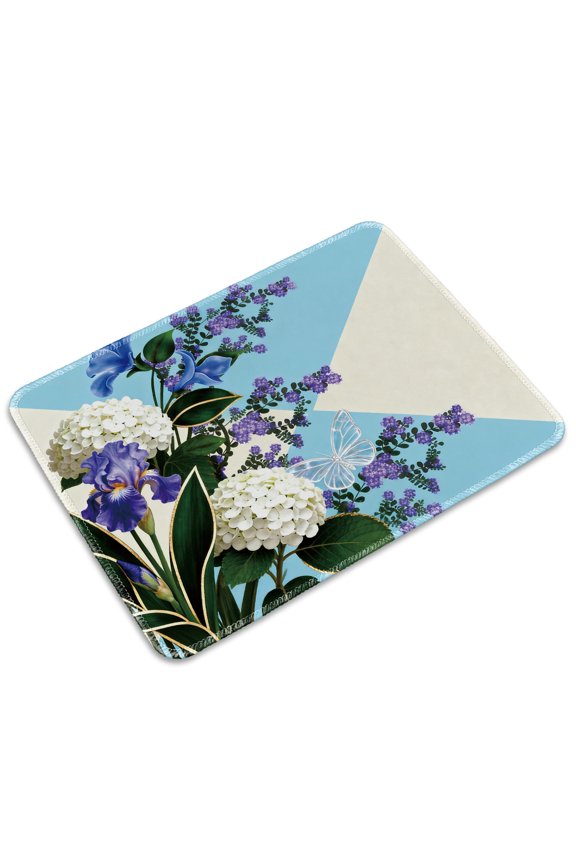 Mousepad Full Coverage Durable Easy Clean Anti Slip Stitched Edges for Gaming Office 26x21x0.2cm with Floral Butterfly Pattern Design