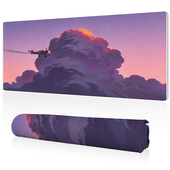 LIVEKEY XL Mouse Pad 80x40x0.3cm A 10 Thunderbolt Over Sunset Clouds Design Full Desk Coverage Non Slip Durable Easy Clean Stitched Edges for Gaming and Office