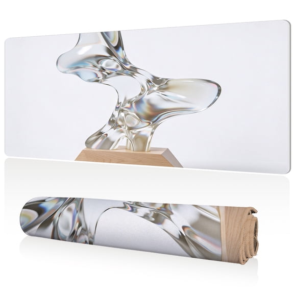 LIVEKEY XXL Mouse Pad Transparent Sculpture Design 80x40cm Large Desk Mat Full Coverage Durable Easy Clean Non Slip Base with Stitched Edges for Gaming and Office Use