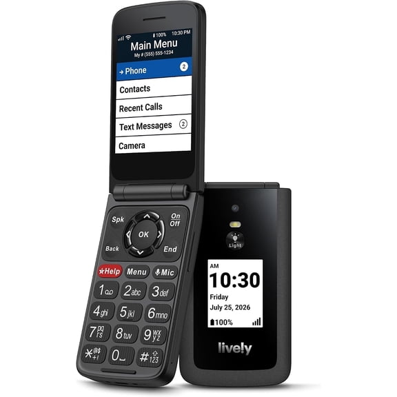LIVELY Jitterbug Flip3 - Flip Cell Phone for Seniors - Not Compatible with Other Wireless Carriers - Must Be Activated Phone Plan - No SIM Needed - Flip3 Black