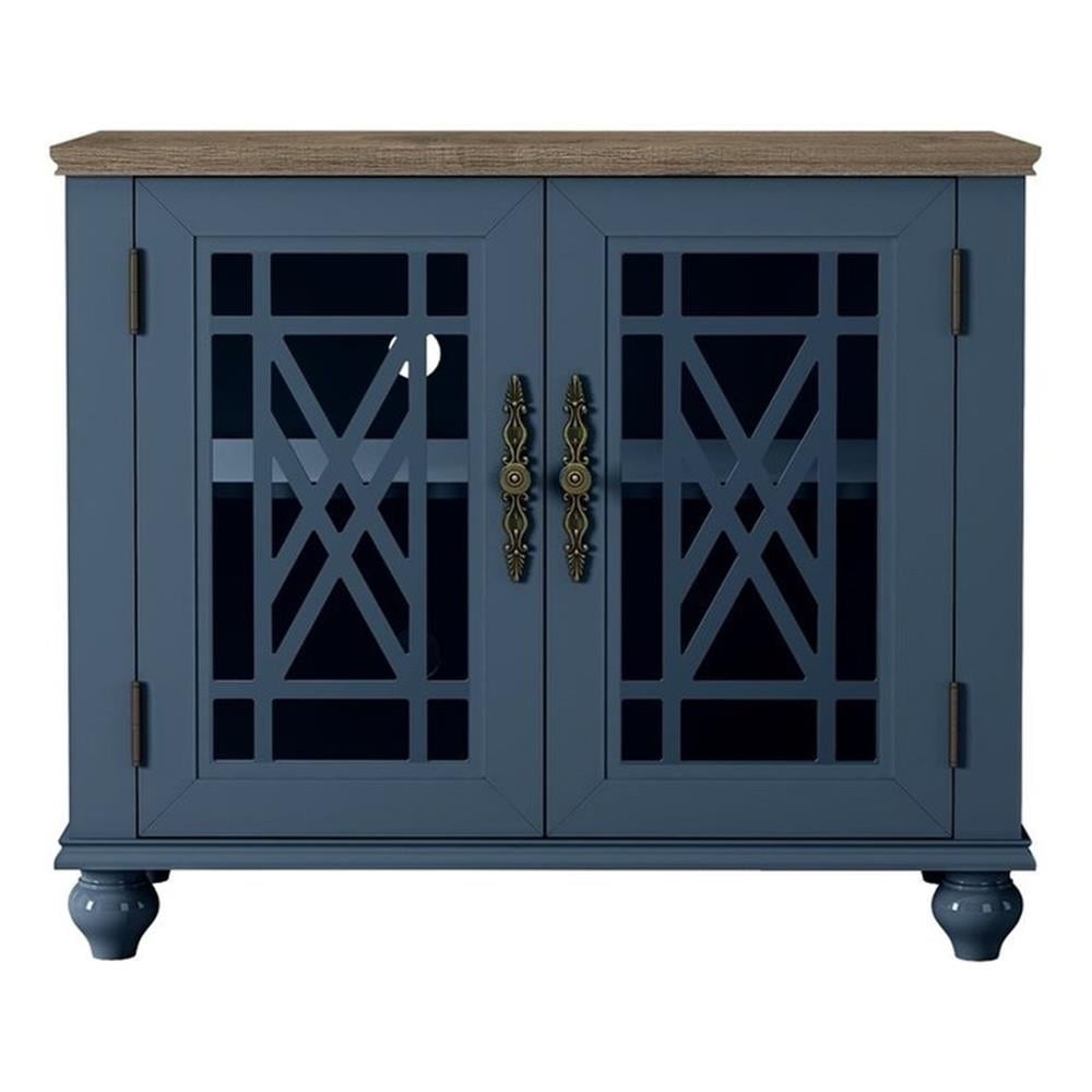 Navy and Wood Vintage Style Sideboard Buffet Cabinet