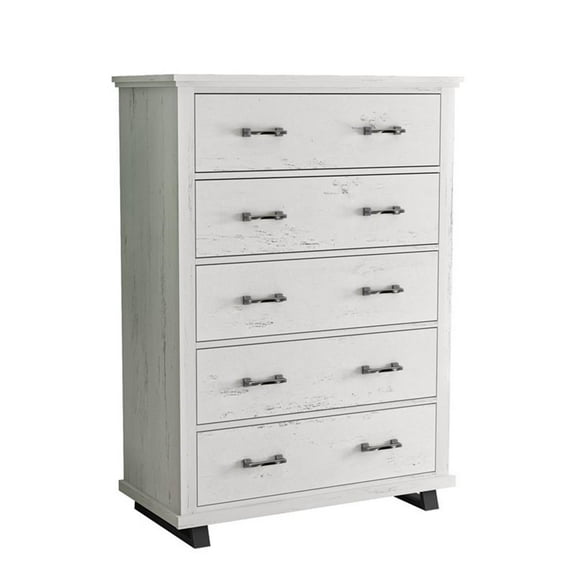 LIVILAND 38"W 5-Drawers Tall Bedroom Chest in Antique White