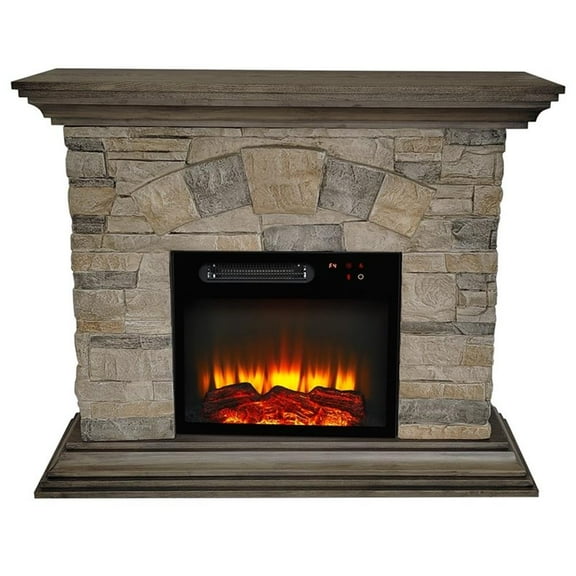 LIVILAND 40" Magnesium Oxide Freestanding Electric Fireplace in Brown