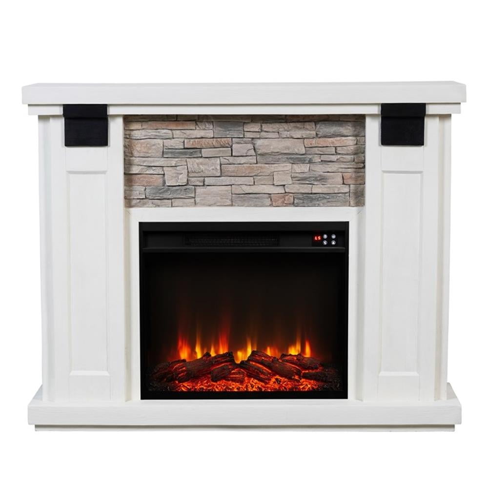 LIVILAND 48" Magnesium Oxide Freestanding Electric Fireplace with Mantel - White