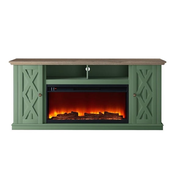 LIVILAND 68" TV Stand Media Console For TVs Upto 75" w/Fireplace in Green