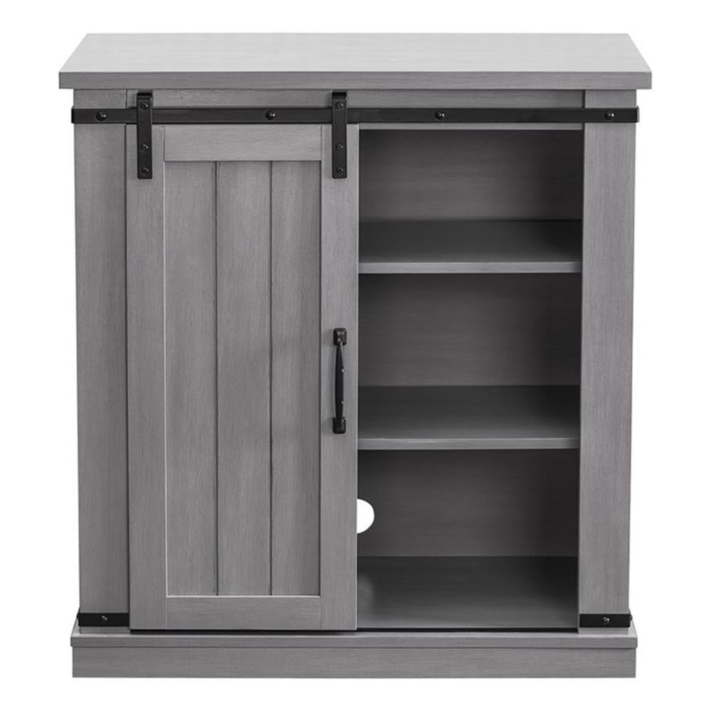 Gray Medium-Density Fiberboard Bathroom Storage Cabinet with Adjustable Shelving