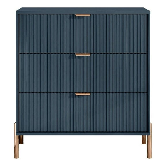 LIVILAND Modern 3-Drawer Nightstand Bedside Table End Table Furniture - Navy