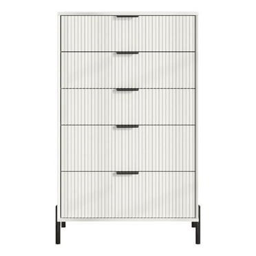 LIVILAND Modern 30" 5-Drawer Dresser Chest with Metal Handles - Off White