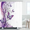 thumbnail image 1 of LIVILIAN Purple Shower Curtain, Butterfly Shower Curtain with Hooks, Swirl Floral Shower Curtain, Butterfly Shower Curtains for Bathroom, Machine Washable, Purple White, 72" W X 72" H, 1 of 6
