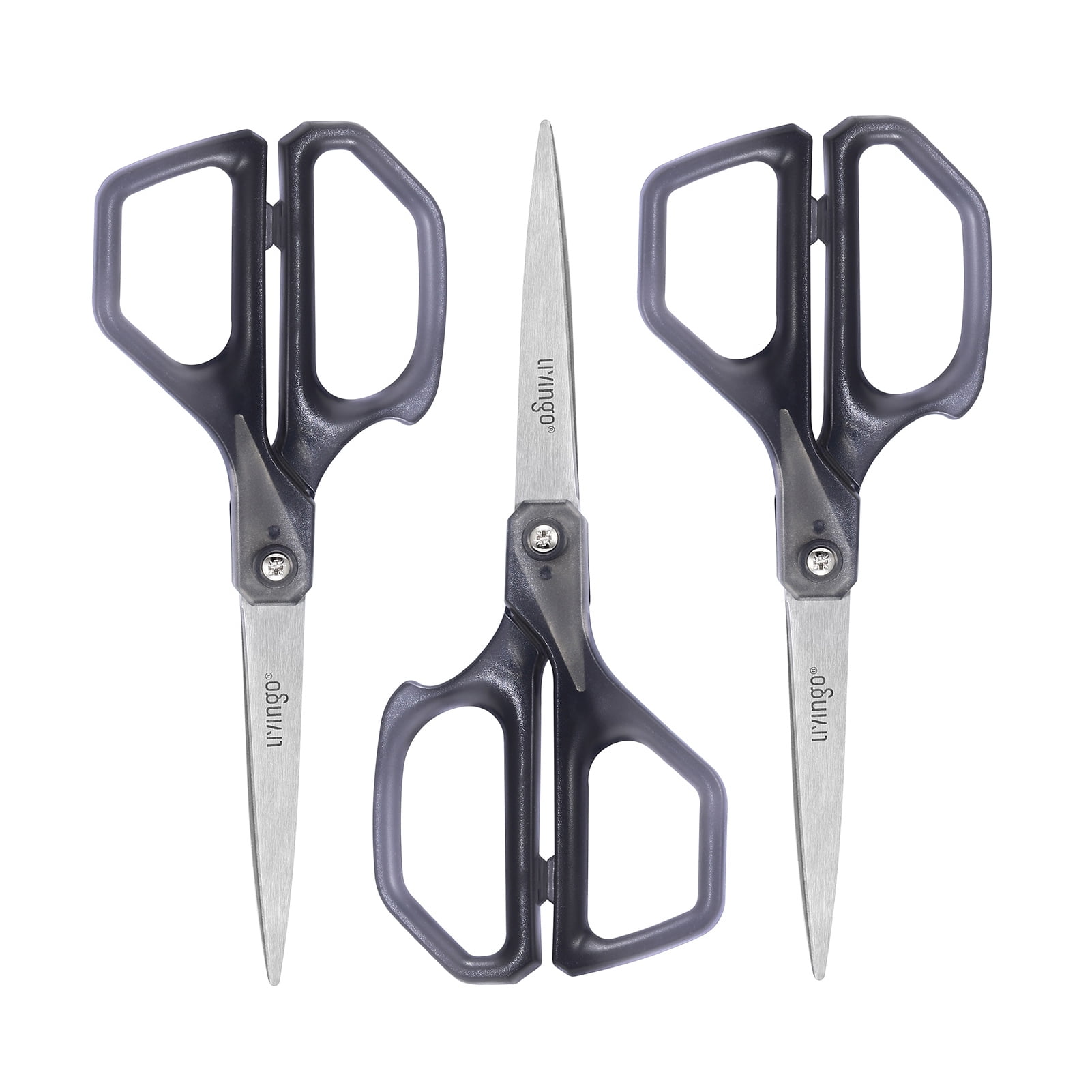 LIVINGO 3 Pack 8" Scissors All Purpose Heavy Duty for Office Home Crafting Cutting Paper
