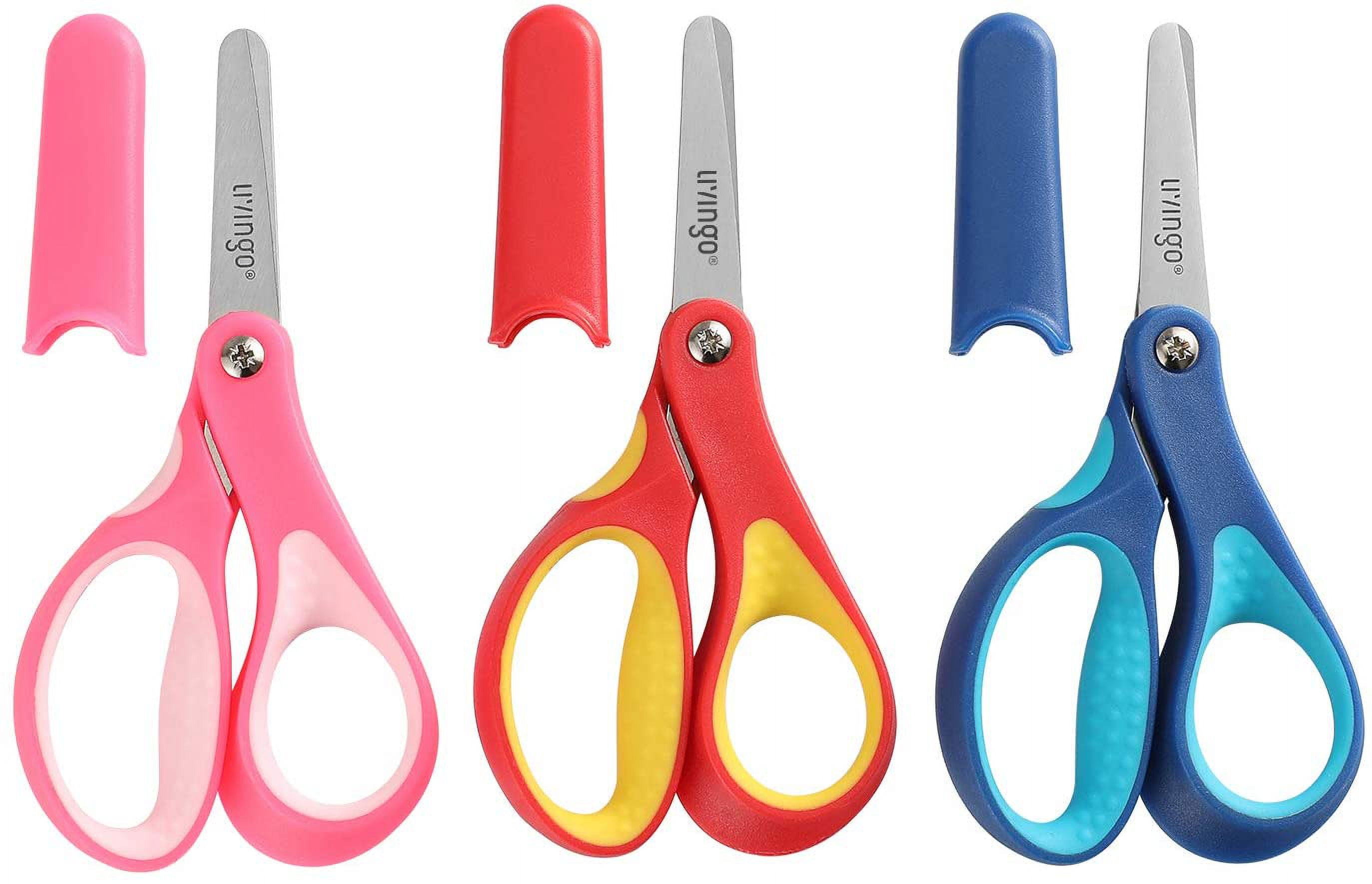 LIVINGO 5 Kids School Scissors: Small Safety Scissors Pointed Tip, Soft  Handle Right Left Handed Use, Student Scissors for Craft, Classroom, Child