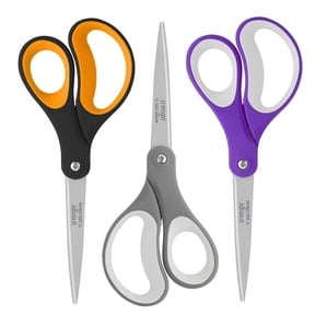 LIVINGO 8" Office Scissors Sharp Blades Titanium Office Home Crafts Cutting Paper, 3 Pack, Assorted