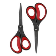 LIVINGO 8" Titanium Non-Stick Scissors, All Purpose for Office, 2 Pack Red Black