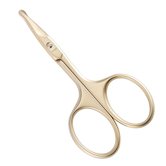 LIVINGO Nose Hair Scissors for Men Safety Curved Rounded Tip Stainless Steel, 3.75 inches Gold
