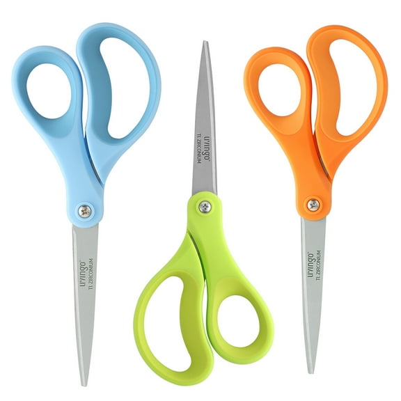 LIVINGO Office Scissors All Purpose, Titanium Sharp Shears Home Crafting Assorted 3 Pack 8"