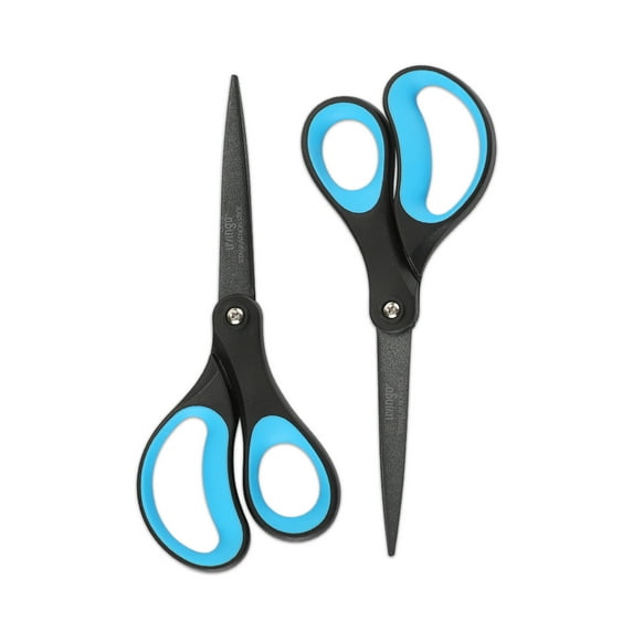 LIVINGO Office Scissors, Titanium Non-Stick, All Purpose, 8", Black & Blue, 2 Count, 2 Pack