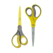 LIVINGO Office Scissors, Titanium Non Stick Sharp Steel for Adult, 8” 2 Pack Yellow
