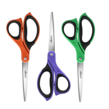 LIVINGO Sharp Scissors Multipurpose Heavy Duty Shears Office 8.5” 3 Pack Purple Green Orange