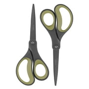 LIVINGO Titanium Scissors All Purpose, Non Stick Sharp for Office Home Use, 8” 2 Pack Green & Gray