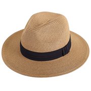 LIVINGSTON FASHIONABLE WIDE BRIM STRAW PANAMA HAT FOR MEN & WOMEN TRIPLE BELT