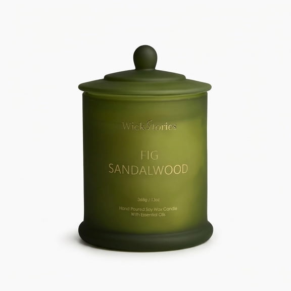 LIVIVIE Fig Sandalwood Scented Candle (13 oz)  2 Wick Large Glass Jar  Earthy Meditative Aromatherapy Candle for Stress Relief  Natural Soy Wax Home Fragrance  Luxury Gifts