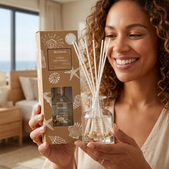 LIVIVIE Ocean Driftwood Aromatic Diffuser (3.38 fl oz) Essential Oil Diffuser for Home Decor Refillable Reed Diffuser & Aromatherapy Diffuser Long Lasting Air Freshener for Room Decor