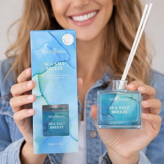 LIVIVIE Sea Salt Breeze Aromatic Diffuser (3.38 fl oz) Essential Oil Diffuser for Home Decor Refillable Reed Diffuser & Aromatherapy Diffuser Long Lasting Air Freshener for Room Decor