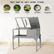 LIVIVOX Tortoise Habitat Indoor & Outdoor, Wooden Tortoise House with Detachable Legs, Reptile Cage for Small Animals,Non Leak Waterproof Tray