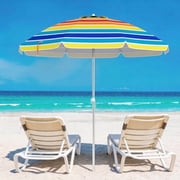 LIVIZA 6.5 FT Beach Umbrella with UPF 50+ Sun Protection,Outdoor Umbrella with Carry Bag without Weight Base,Multicolor