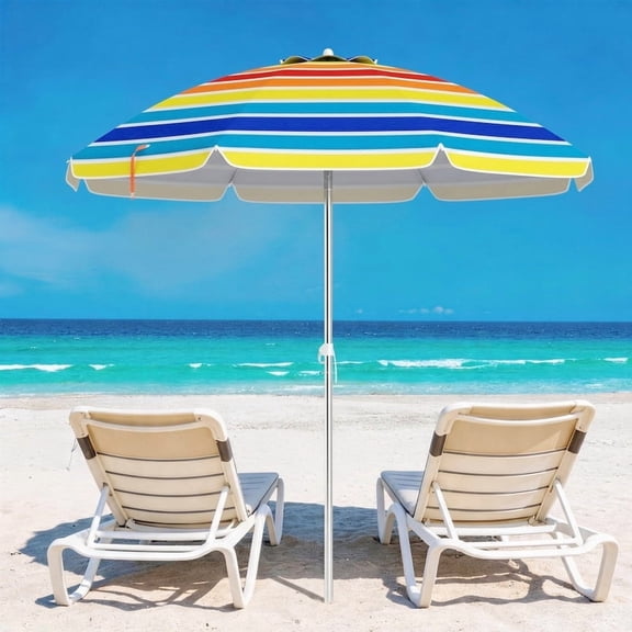 LIVIZA 6.5 FT Beach Umbrella with UPF 50+ Sun Protection,Outdoor Umbrella with Carry Bag without Weight Base,Multicolor