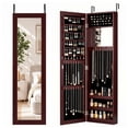 thumbnail image 1 of LIVIZA Full-Length Mirror Jewelry Cabinet with Hooks & Storage Shelves, Wall Door Mounted Jewelry Armoire Organizer,Brown, 1 of 8