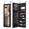 thumbnail image 1 of LIVIZA Full-Length Mirror Jewelry Cabinet with LED Lights &Lockable, Wall Door Mounted Jewelry Armoire Organizer,Brown, 1 of 8
