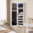 thumbnail image 1 of LIVIZA Full-Length Mirror Jewelry Cabinet with LED Lights &Lockable, Wall Door Mounted Jewelry Armoire Organizer,White, 1 of 8
