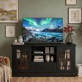 thumbnail image 1 of LIVIZA Modern Farmhouse TV Stand for TVs up to 70", Entertainment Center with Storage Cabinet & Glass Door,Black, 1 of 8
