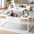 thumbnail image 1 of LIVIZA Modern Lift Top Coffee Table with Hidden Compartment, Rectangle Center Table for Living Room，White, 1 of 11