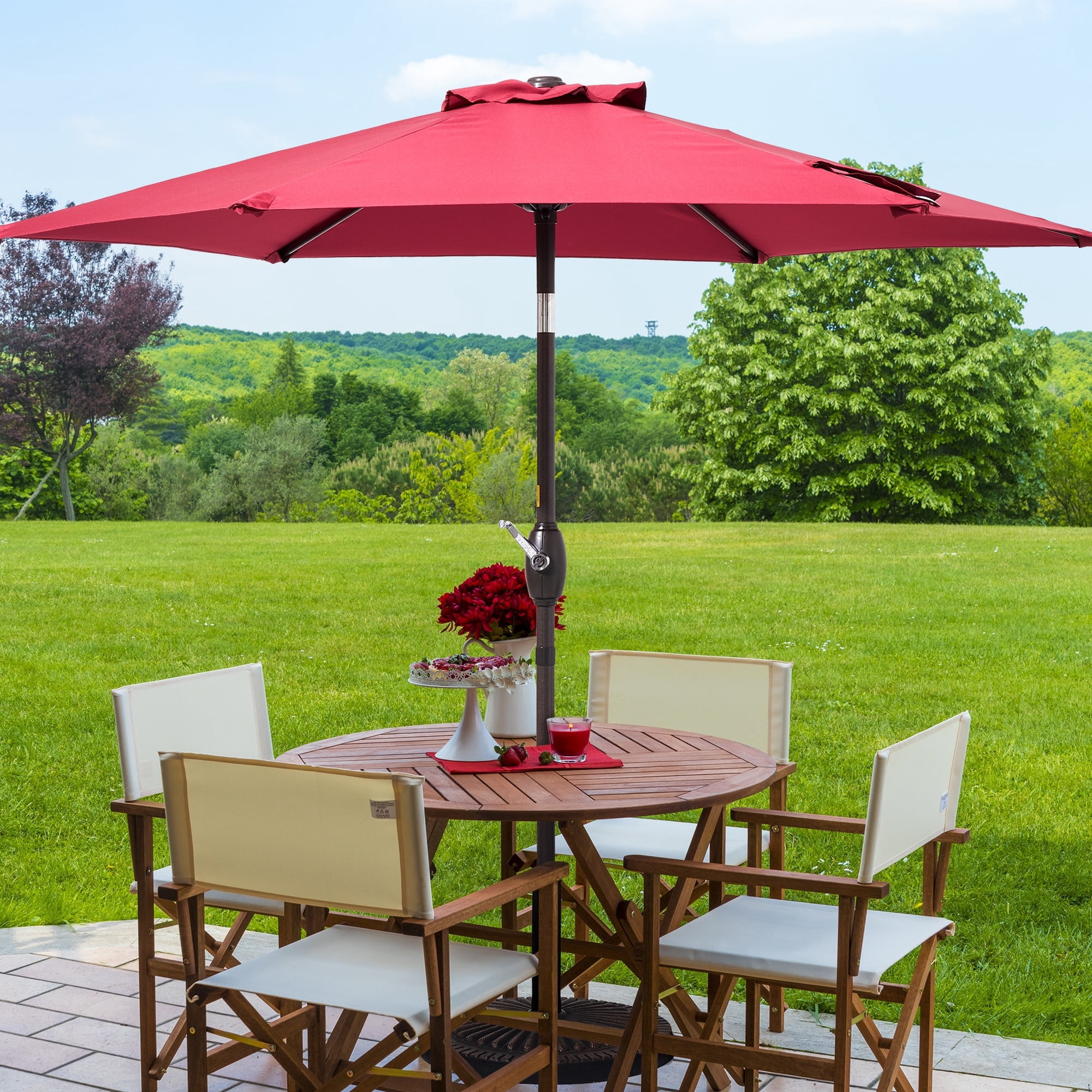 LIVOOSUN 7.5ft Steel Patio Market Umbrella Tilt System Red - Walmart.com