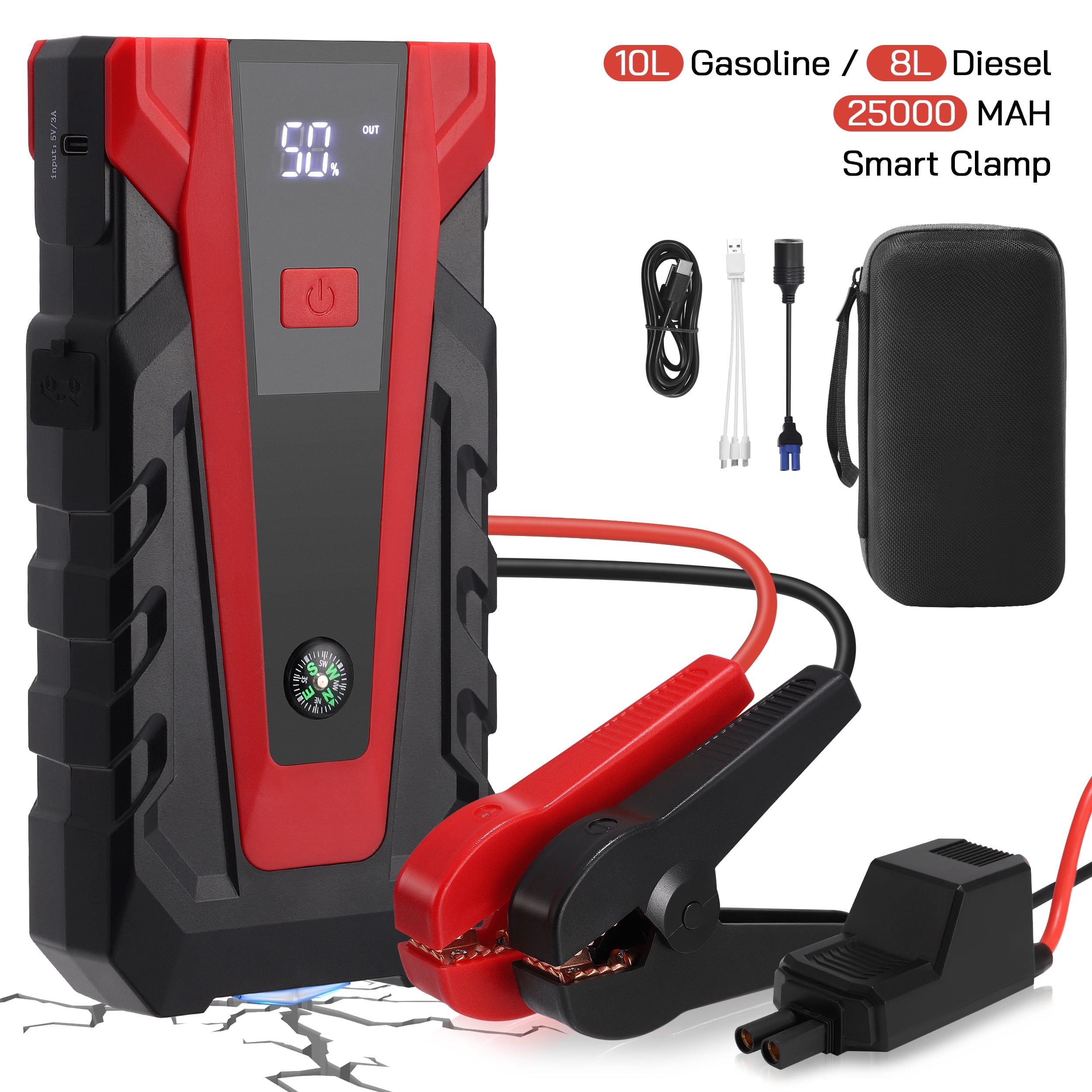 ALILYY Car Jump Starter 4800A Peak Car Battery Jump Starter 25000mAh Battery Jump Box for Car up to 10.0L Gas or 8.0L Diesel Engine with LED Light