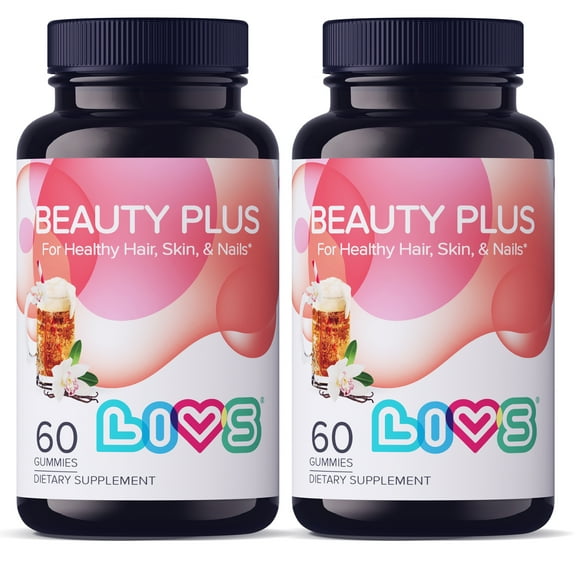 LIVS Beauty Plus Gummies Biotin | Pack of 2 | Collagen Multivitamin for healthy hair, skin, and nails 120 Gummies