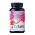 thumbnail interactive-video image 1 of LIVS Biotin Gummies - 10,000 mcg Biotin Supplement - Supports Healthy Hair, Skin & Nails - Strawberry Flavor - Unisex - 90 Count with 45 Servings, 1 of 7