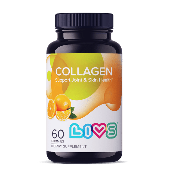 LIVS Marine Collagen Peptides Gummies for Women & Men, Hydrolyzed Supplement for Skin & Joints, Natural Orange Flavor, 60 Count with 30 Servings