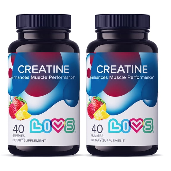 LIVS Creatine Monohydrate Gummies Pre Workout Creatine for Women & Men | Tasty Gummy Vitamins for Energy, Strength & Muscle | Sugar Free, Gluten Free, Vegan Creatine Supplement for Gym 80 Count