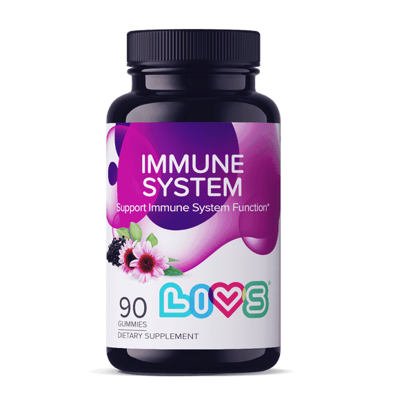 LIVS Immune System Gummies - Immune Gummies with Vitamin C & Elderberry - Immune Support Gummy Supplement - Unisex - 90 Count with 45 Servings