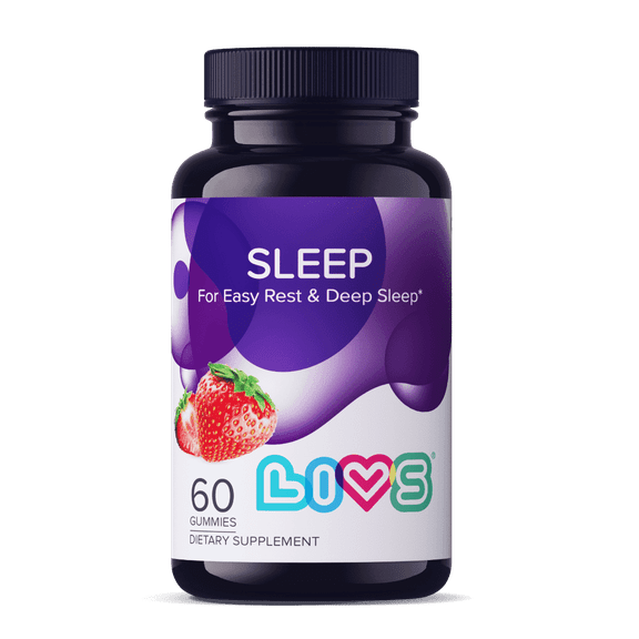 LIVS Sleep Gummies - 5mg Melatonin Gummy Supplement for Adults - Easy & Deep Sleep - Strawberry Flavor Vegan Gummies - 60 Count with 30 Servings