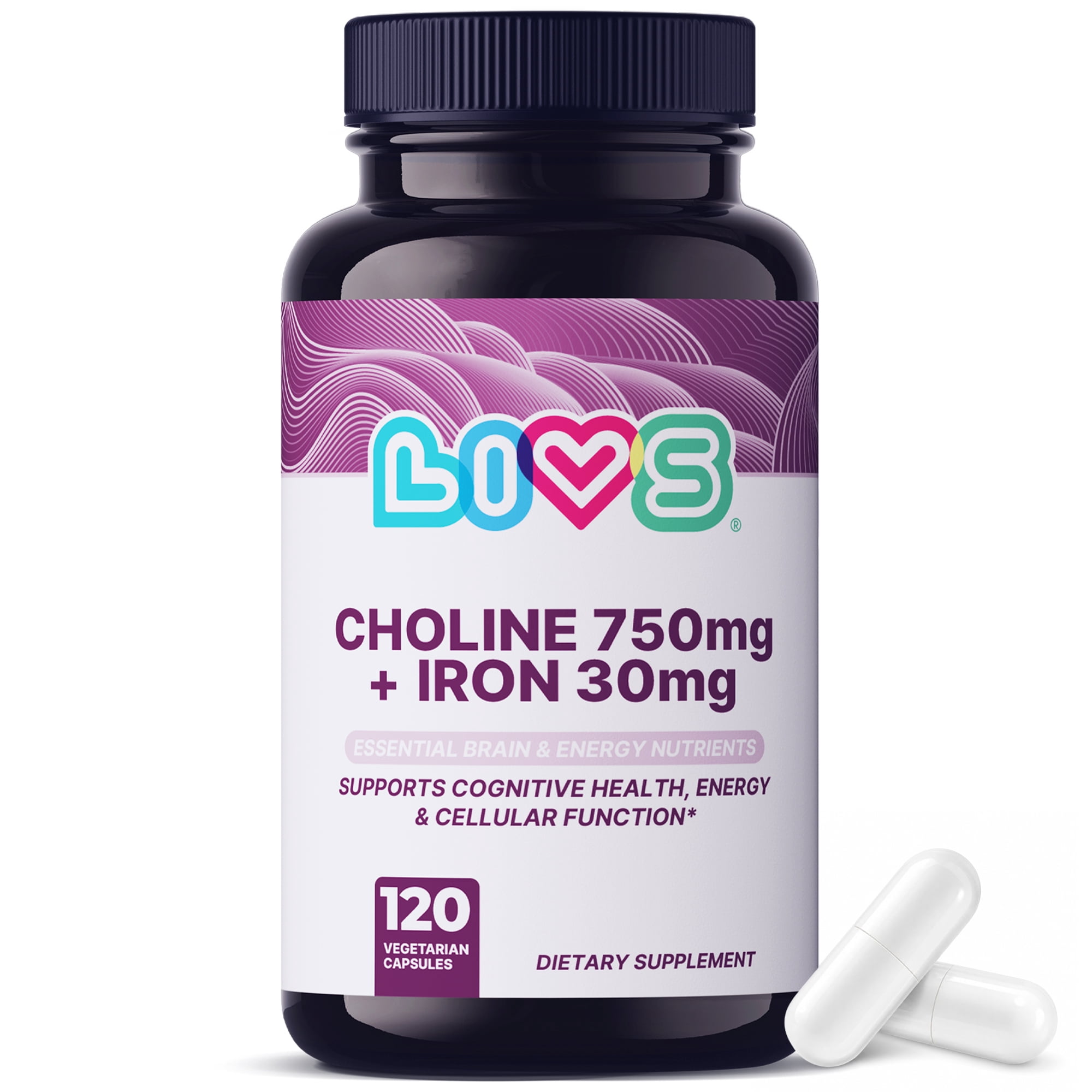 LIVS Nutrition Choline 750mg + Iron 30mg Supplement, Choline and Iron ...